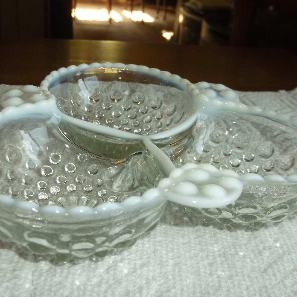 vintage moon stone divided dish